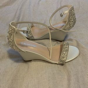 White with rhinestone wedge heel